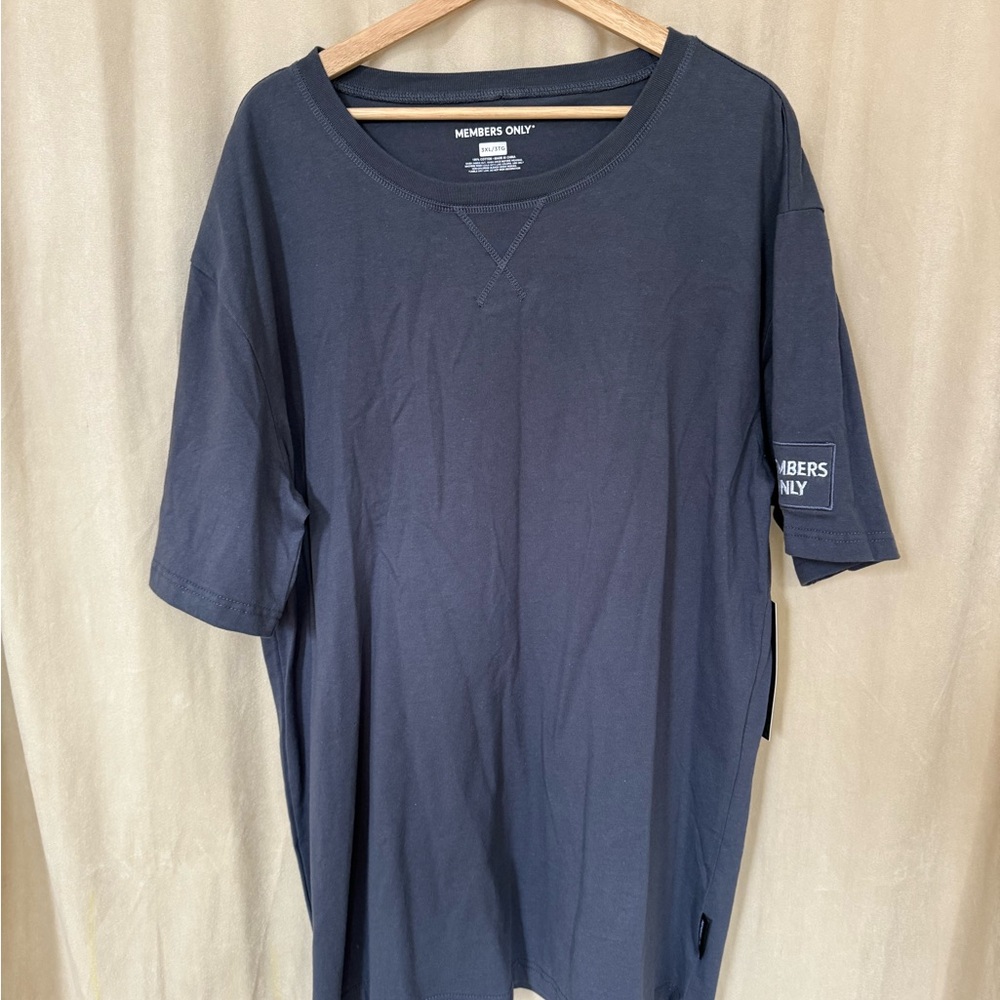 Members Only Men's T-Shirt Top Short Sleeve Crew Neck blue Gray 3XL NEW Cotton